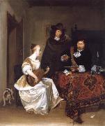 Gerard Ter Borch A Woman Playing a Theorbo to Two Men oil painting artist